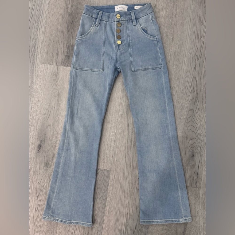 Frame Denim Sky Blue Wide Leg Jeans